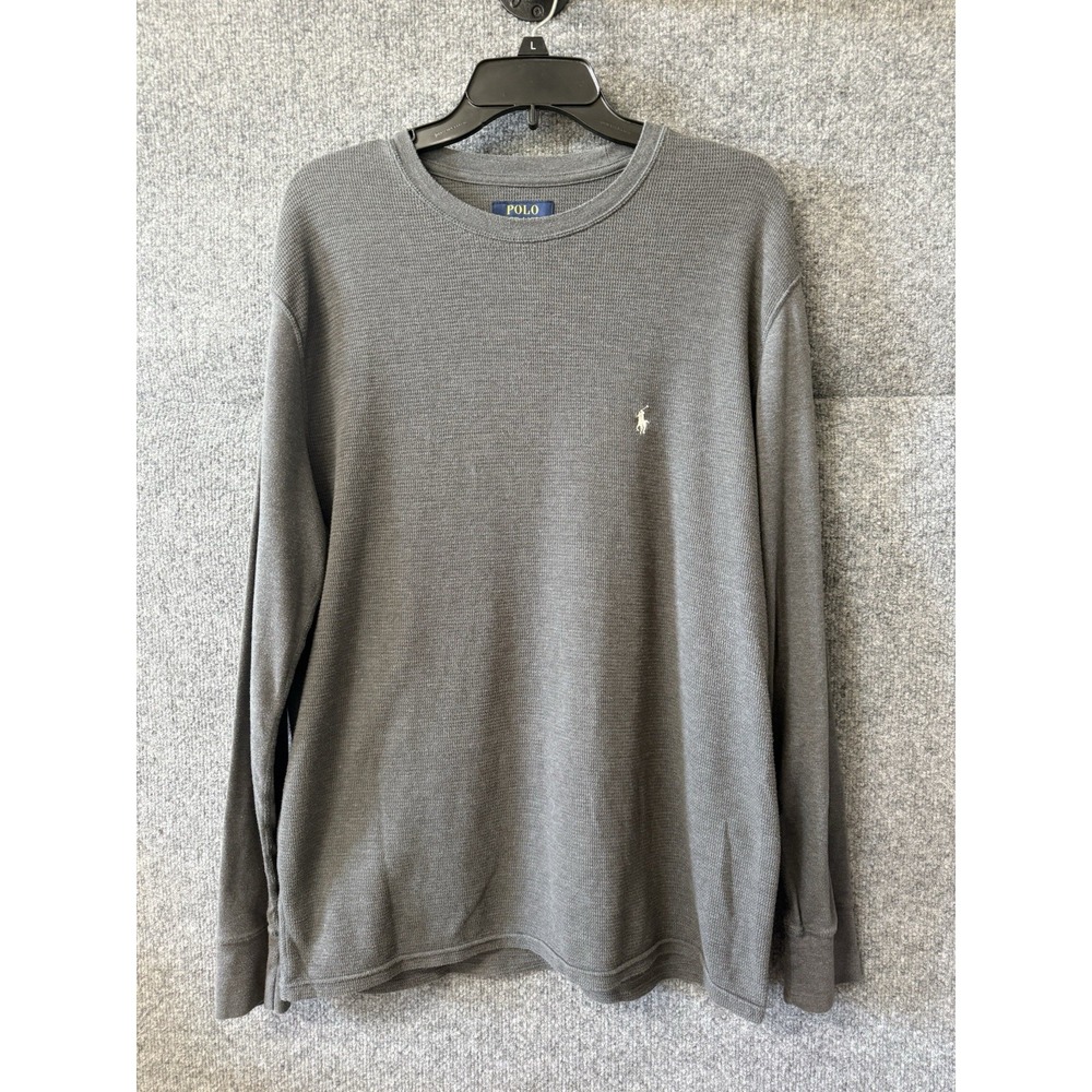 Polo‎ Ralph Lauren Thermal Waffle Knit Shirt Men's XL Gray Longsleeve R2